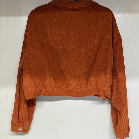 Corduroy Cropped Jacket Rust Color Sz2X - Picture 4 of 8